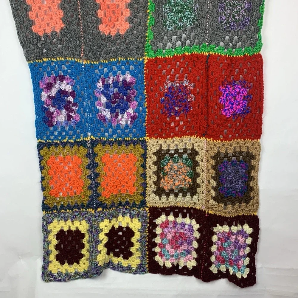 Handmade Crochet Granny Square Lap Blanket Afghan Throw Boho 70s Festival Dorm